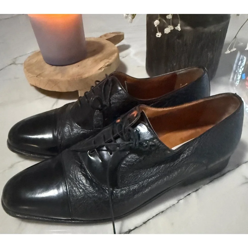 Moreschi Abano Soft Peccary Calf Skin Leather Cap Toe Lace Up Shoes Mens 13 US